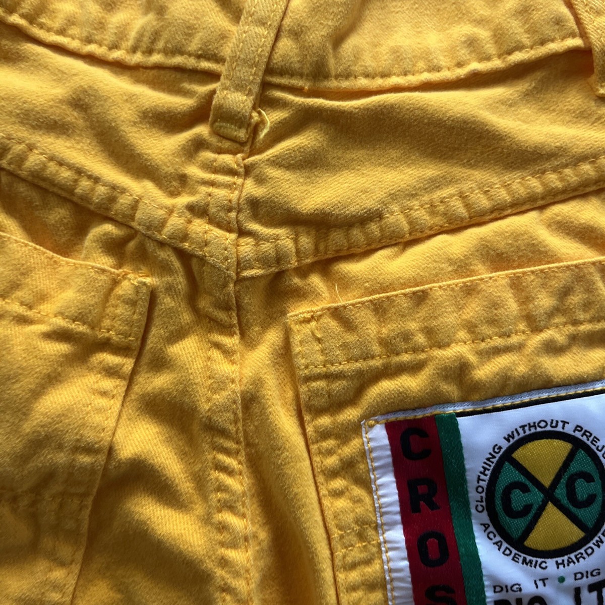 Vintage 90s Cross Colours Hip Hop Yellow Colorful Denim