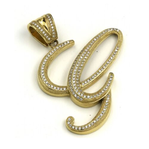Stainless Steel 316 Pave Men's Initial Pendant - Picture 8 of 36