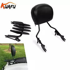 Black Backrest Sissy Bar & Stealth Rack For 09-25 Harley Road Glide Street Glide