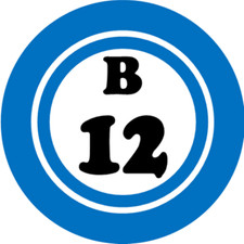 B 12 B12 Bingo Ball - 3 Inch Circle Sticker 3" x 3" - Hobby Number Board Lucky