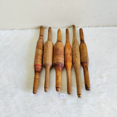 Vintage Original Handmade Tortilla Brot Bakers Holz Roll Pin 6Pc 54