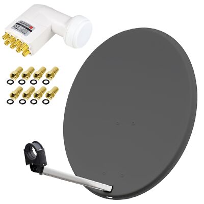 OPTICUM Digitale SAT Anlage 80 cm Satelliten Spiegel Schüssel +OCTO LNB 0,1 grau