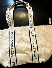 Victoria's Secret Cozy Plush Fleece Tote Zipper Off White Zip Closure NWT 2023
