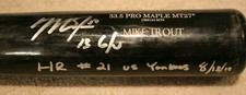 MIKE TROUT 2013 GAME USED UNCRACKED BAT,HR#21 PSA/DNA10 1ST HR AT YANKEE STADIUM