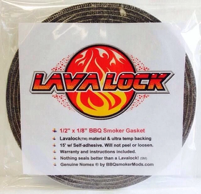 Junta Gris Lavalock® Alta Temperatura Barbacoa Ahumador Parrilla Nomex Autoadhesiva 1/2 x 1/8 x 15 Foto 2 de 3