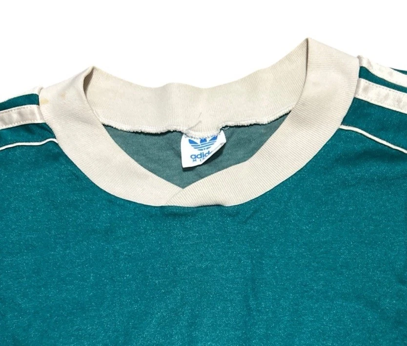 Camiseta de fútbol vintage años 80 Adidas S manga larga desteñida logotipo verde envejecida Foto 3 de 4