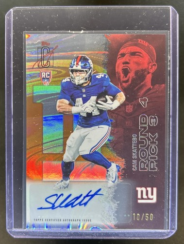2025 Topps Signature Class Cam Skattebo Rookie Auto RC Orange Lava Foil #/50