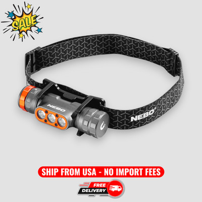 NEBO Transcend 1500 Rechargeable Headlamp with 1500 Lumen Turbo Mode - Gray