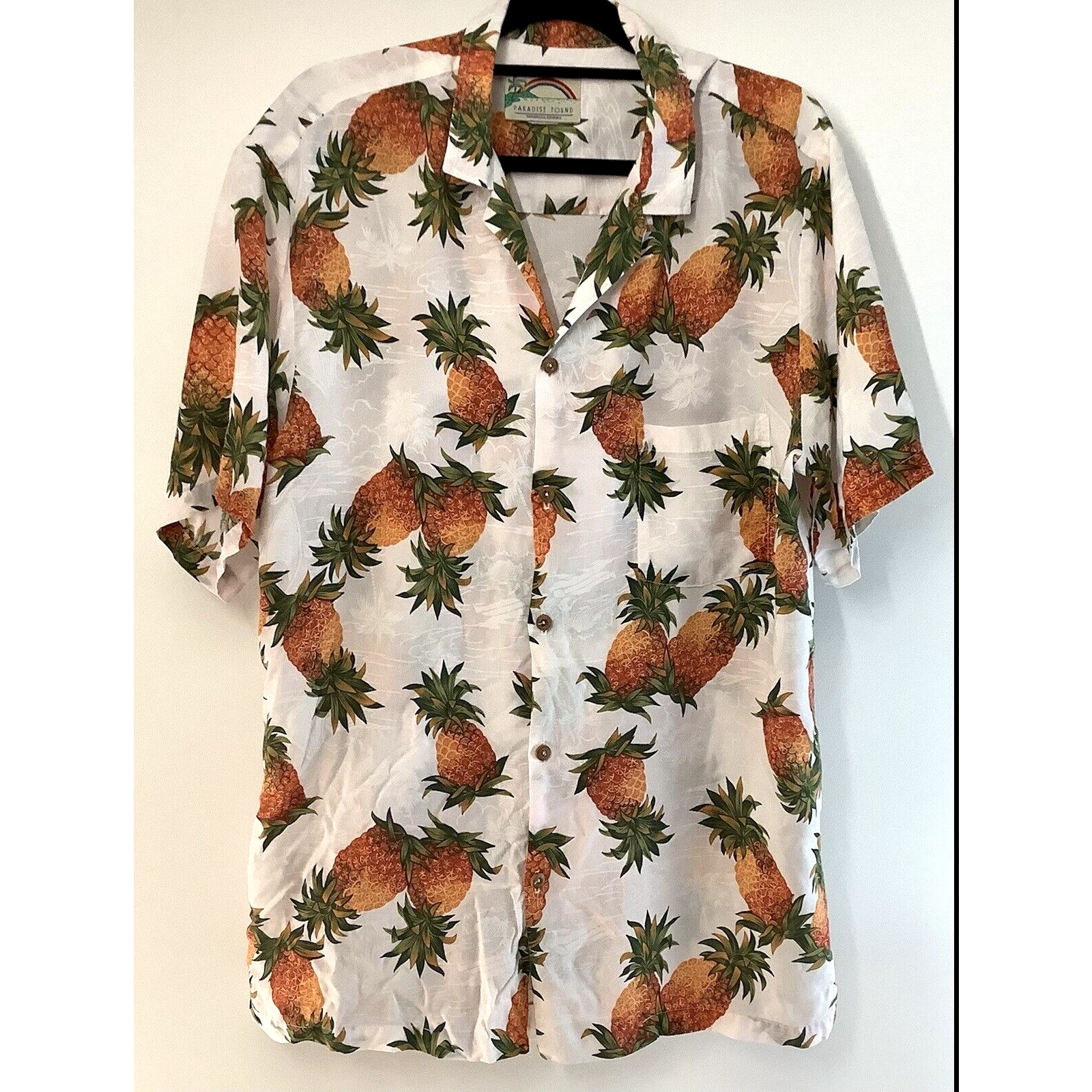 Paradise Found Hawaiian Shirt Button Up Pineapple Mens XL