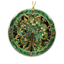 Stained Glass Shamrock Ornament   Celtic Irish Clover Hanging Decoration  