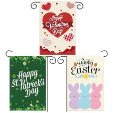 3 Pack Valentine Day Garden Flag St Patricks Day Garden Flag Easter Garden