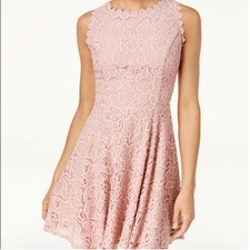 City Studio Pink Lace Sleeveless Fit and Flare Dress Party Cocktail Hoco Sz 13