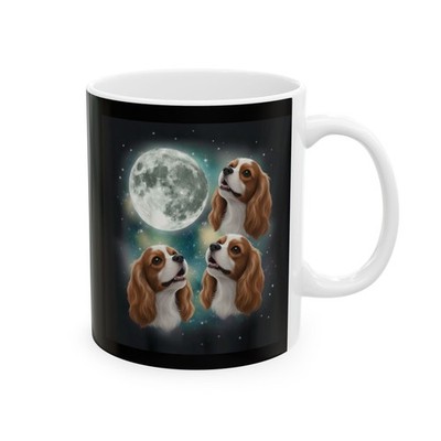 King Charles Spaniel Dog Howling Moon Coffee Mug   Dog Lover Gift 11oz Cup