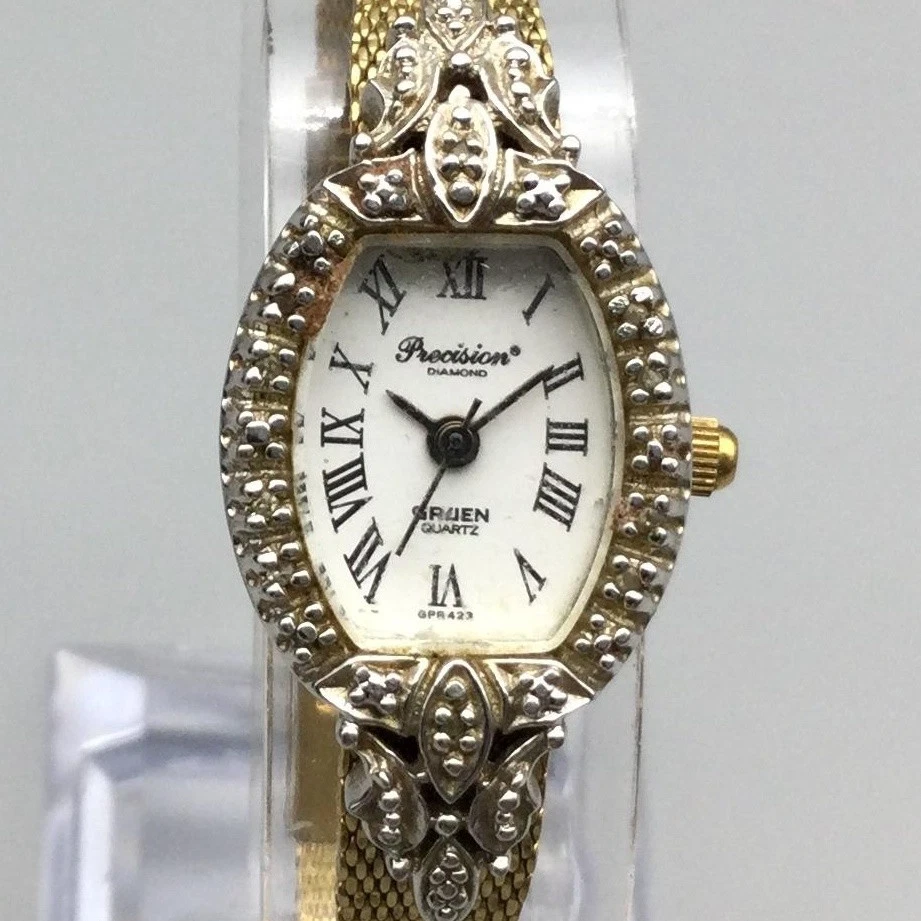 Working VTG Gruen‎ MOP Oval Ladies Watch Quartz New Stretch Band 20mm Fit 6.5\
