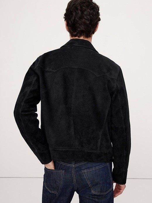 New Banana Republic Suede Western Leather Jacket Size XL Black $600 NWT image 3