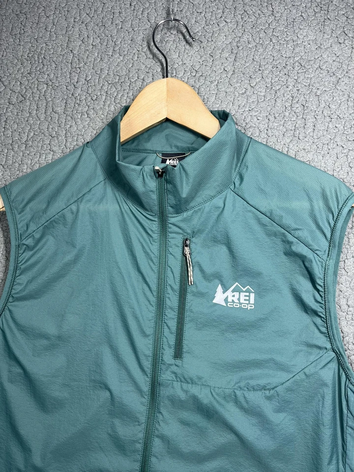 REI Co-op Vest Mens Large Green Lightweight Full Zip Chest Pocket Nylon Hiking - Image 2 of 4