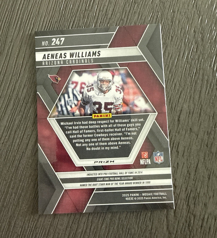 Panini 2025 Mosaic Football Aeneas Williams #247 Arizona Cardinals Prizm
