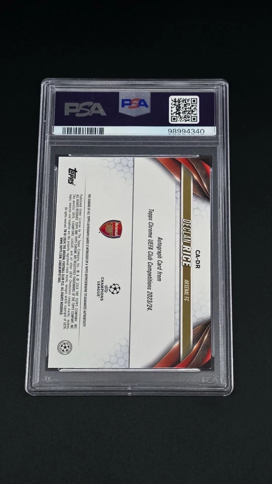 2023-24 Topps Sapphire UCC Declan Rice Black Refractor Auto Jersey 4/10 PSA 9 - Image 2 of 3