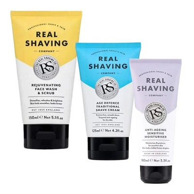 Real Shaving Company Age Defence Shave Cream, Face Wash & Moisturiser - 3 PACK