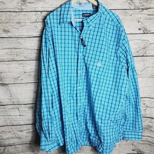 Chaps Easy Care Men's Button Dress Shirt Stripe Blue Size 3XLT