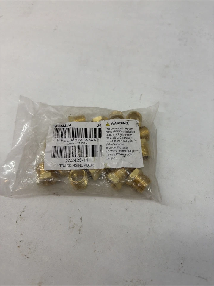 (20 Pack) 3/8" Male x 1/4" Female Hex Pipe Bushing | Brass NPT Thread Fitting - Image 3 of 3