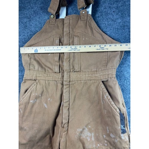 Dickies Duck Canvas Bib Overalls Mens XL Brown Lined Double Knee Workwear image 3