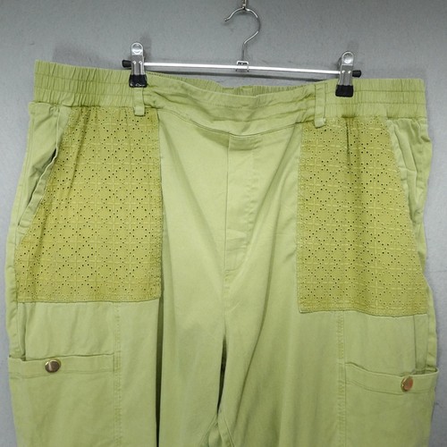 Soft Surroundings Pants Womens 2X Green Pullon Eyelet Boho - Picture 2 of 13