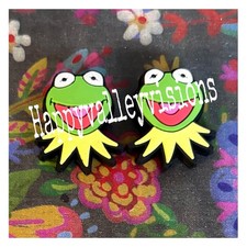 2 Piece GREEN MUPPET FROG Focal Beads DIY Pens 