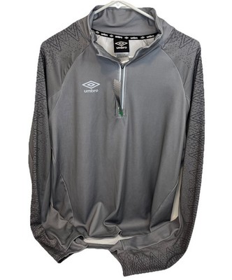 New With Tags Mens Umbro Gray 1/4 Zip Pull Over Polyester Size