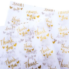 50 Sheets Gold Thank You Tissue Paper, 20 x 14, Bulk, Gift Bag Packaging