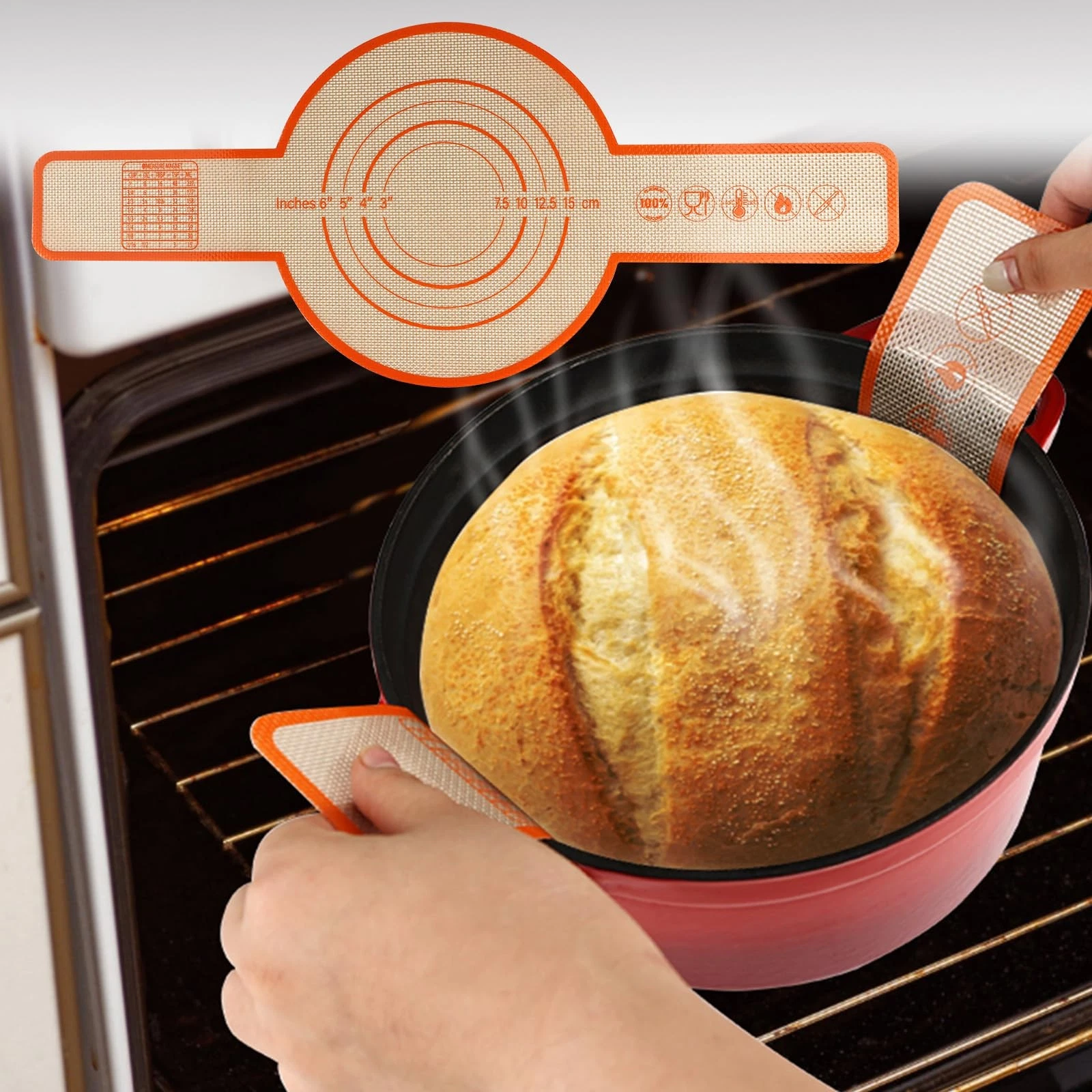 Silicone Bread Sling Dutch Oven, 1 Set Silicone Bread Baking Mats, Food-grade...
