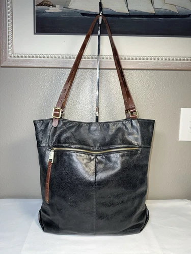 Hobo International Lennox Black Leather Tote Bag - Picture 1 of 12