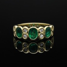 Anello con diamanti brillanti smeraldo 1,34 ct oro 750 gioielli dettagli...