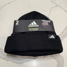 Adidas Performance Fold Double Layer Unisex Beanie 2 Pack Black/Gray One Sz New