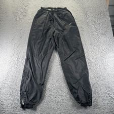 Vintage Nike Pant Boys S Black Parachute Nylon Windbreaker Jogger Lined Travel