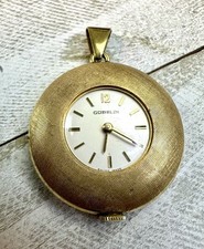 Reloj Bolsillo Colgante Mecánico Vintage Gübelin Hecho en Suiza Placa de Oro Mecánico