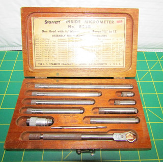Starrett No 823B Tubular Inside Micrometer Set 1 1/2" to 12" w/Case Lot DO 02
