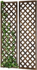 Wall-Mounted Brown Wood Garden Trellis, Lattice Plant Screen,Set of 2