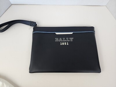 Bally Men's Clutch Bag Black Real Leather X 8