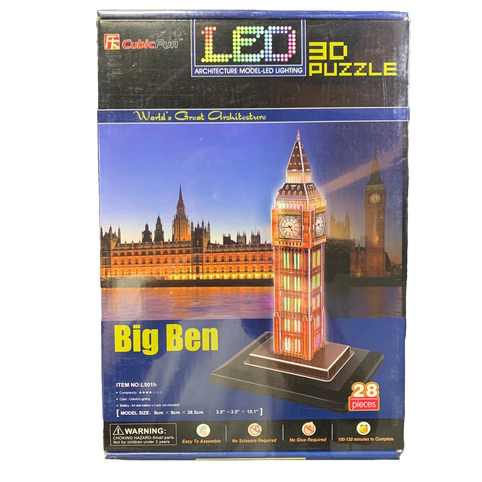 4 LED 3D Puzzle ~ World's Great Architecture ~ Colorful Lighting ~ NEW & Sealed - Image 4 of 4