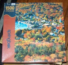 Springbok Jigsaw Puzzle ~ AUTUMN HARBOR ~ 1500 Pieces Fall Leaves Boats