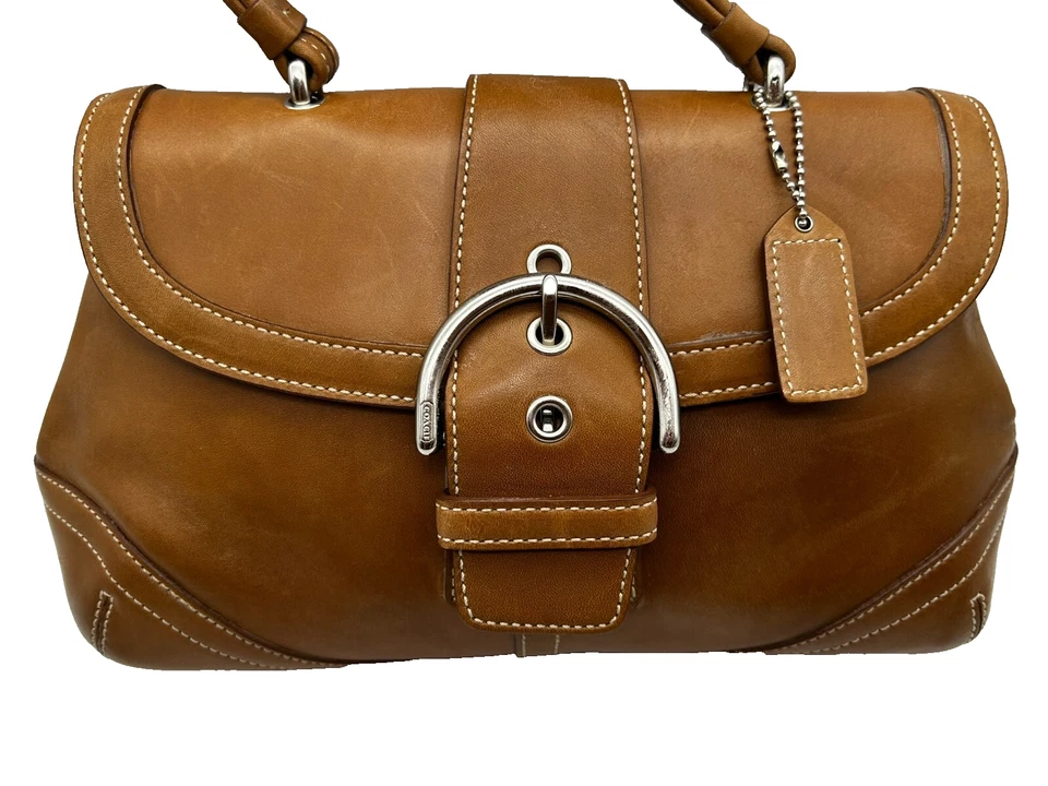 Vintage Coach Mini Soho Women's Tan Leather Top Handle Handbag Satchel HTF - Image 3 of 4