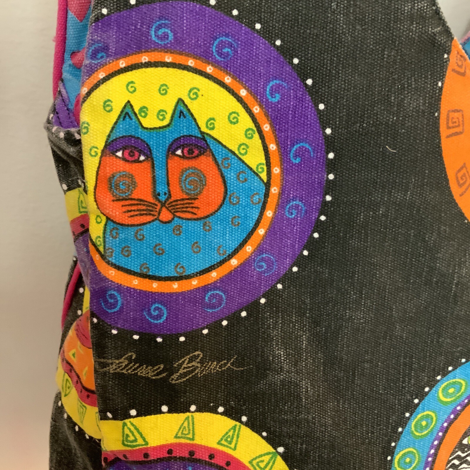 Vintage Laurel Burch Cats Whimsical Large Travel Tote purse Canvas Bag