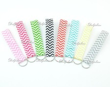 Multi Color Chevron Fabric Wristlet Key Fob Key Chain for Key / ID badge holder