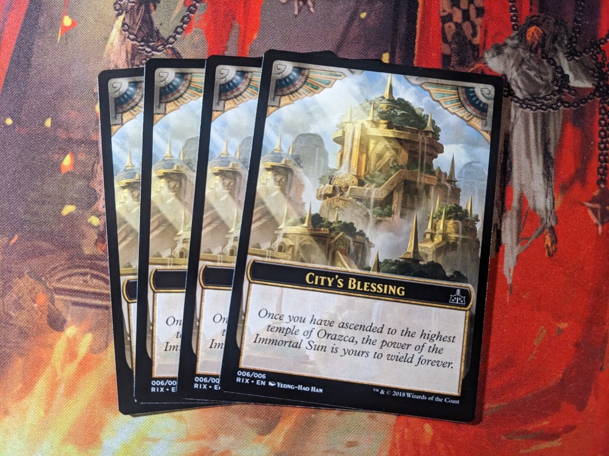 city's blessing mtg cards Card: (4x) (Rivals of Ixalan) unique look City's Blessing Gold Foil MTG