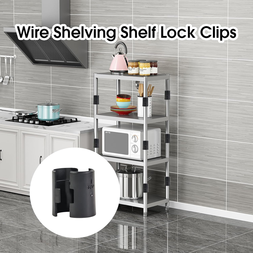 32 Pack Wire Shelving Shelf Lock Clips,1Inch Black round Plastic Shelf