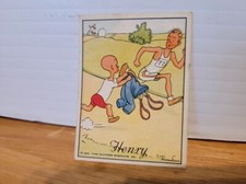 VINTAGE 1930'S J. WIX KENSITAS  HENRY COMIC CARD RUNNING A RACE #2