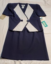 NWT VTG LESLIE FAY PETITE COLLECTIONS NAVY 2 PC SUIT SIZE 8- NORDSTROM TAGS
