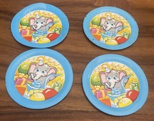 Toy Tin Dishes Set Of 4 Elephant Party, 4  Diameter PLEASE READ 
