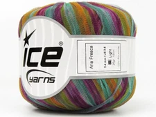 6-Skein Lot Aria Fresca Yarn Ribbon Light 6x25g/160m Purple Gold Green